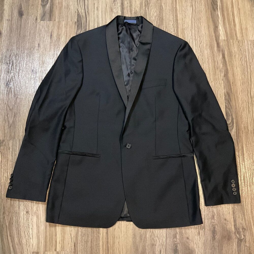 Ryan Seacrest Distinction Wool Suit Jacket Blazer Sports Coat Black Size 42L‎